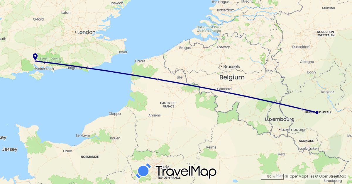 TravelMap itinerary: driving in Germany, United Kingdom (Europe)