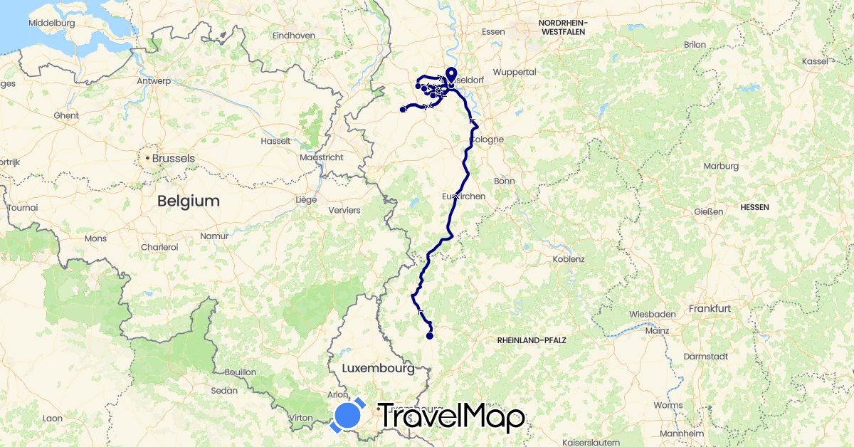 TravelMap itinerary: driving in Germany (Europe)